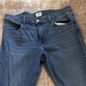 Hudson Jeans Zane Skinny Cut Denim Medium Blue Jeans w/ Light Distressing, 38